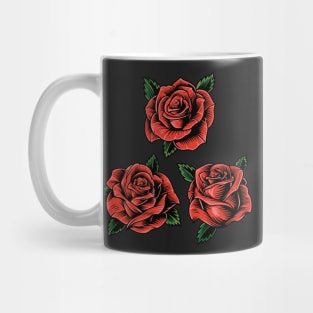 Vintage Red Blooming Roses - Traditional Rose Tattoo Mug